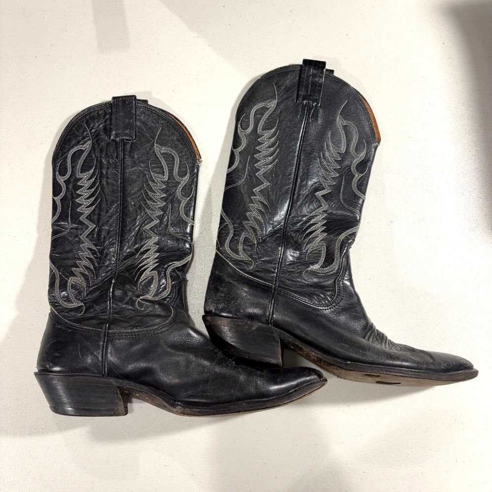 Nocona Boots Texas Mens Western Cowboy Leather Boots Black‎ USA Made